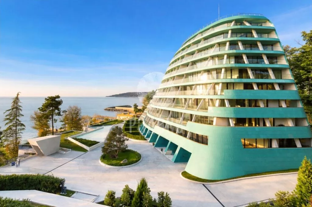 Reef Residence in Sochi with a green copper facade by the Black Sea.